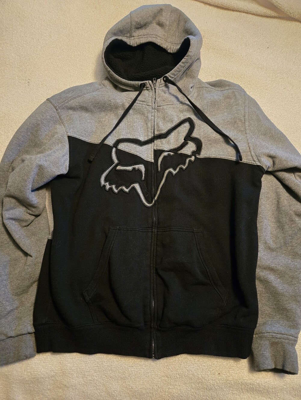 Vintage FOX Fur Racing Heavy Zip Mens Fur Hoodie Sz L